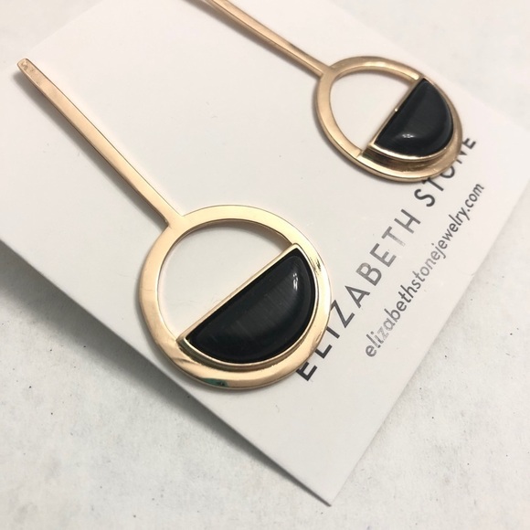 Elizabeth Stone Moongazer Drop Earrings Gold - New - Picture 3 of 4